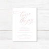 Professionally printed twin baby shower invitation with “Twice the Joy” modern script design and customizable event details
