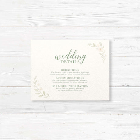 Details card with tying the knot bow and floral embellishments