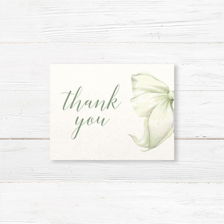 Thank you card with bow and floral wedding design