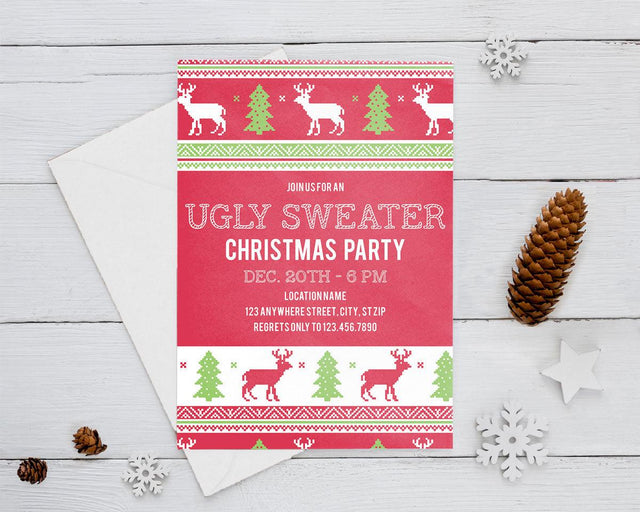 Ugly Sweater Christmas Invitation - goprintplus