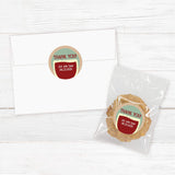 Round sticker featuring red wine swirl and rustic bottle design, perfect for wine party favors or sealing envelopes