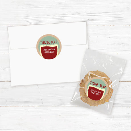 Round sticker featuring red wine swirl and rustic bottle design, perfect for wine party favors or sealing envelopes
