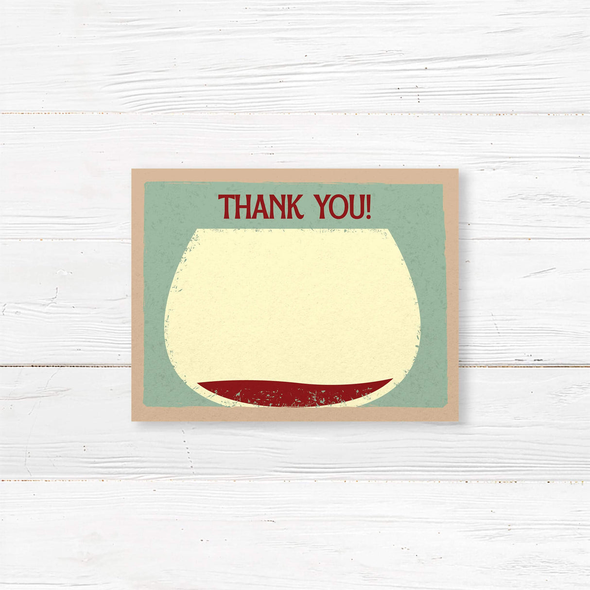 Wine-themed thank you card with playful red wine graphics, perfect for post-party gratitude