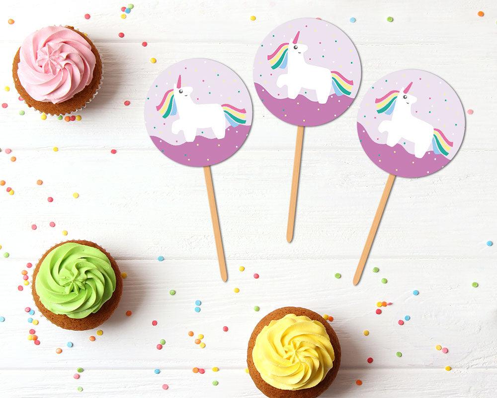 Unicorn Birthday Cupcake Topper - goprintplus