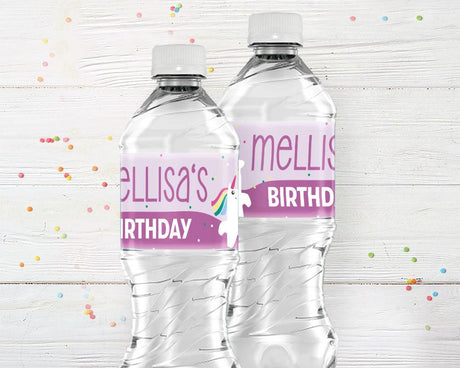 Unicorn Birthday Water Bottle Labels - goprintplus