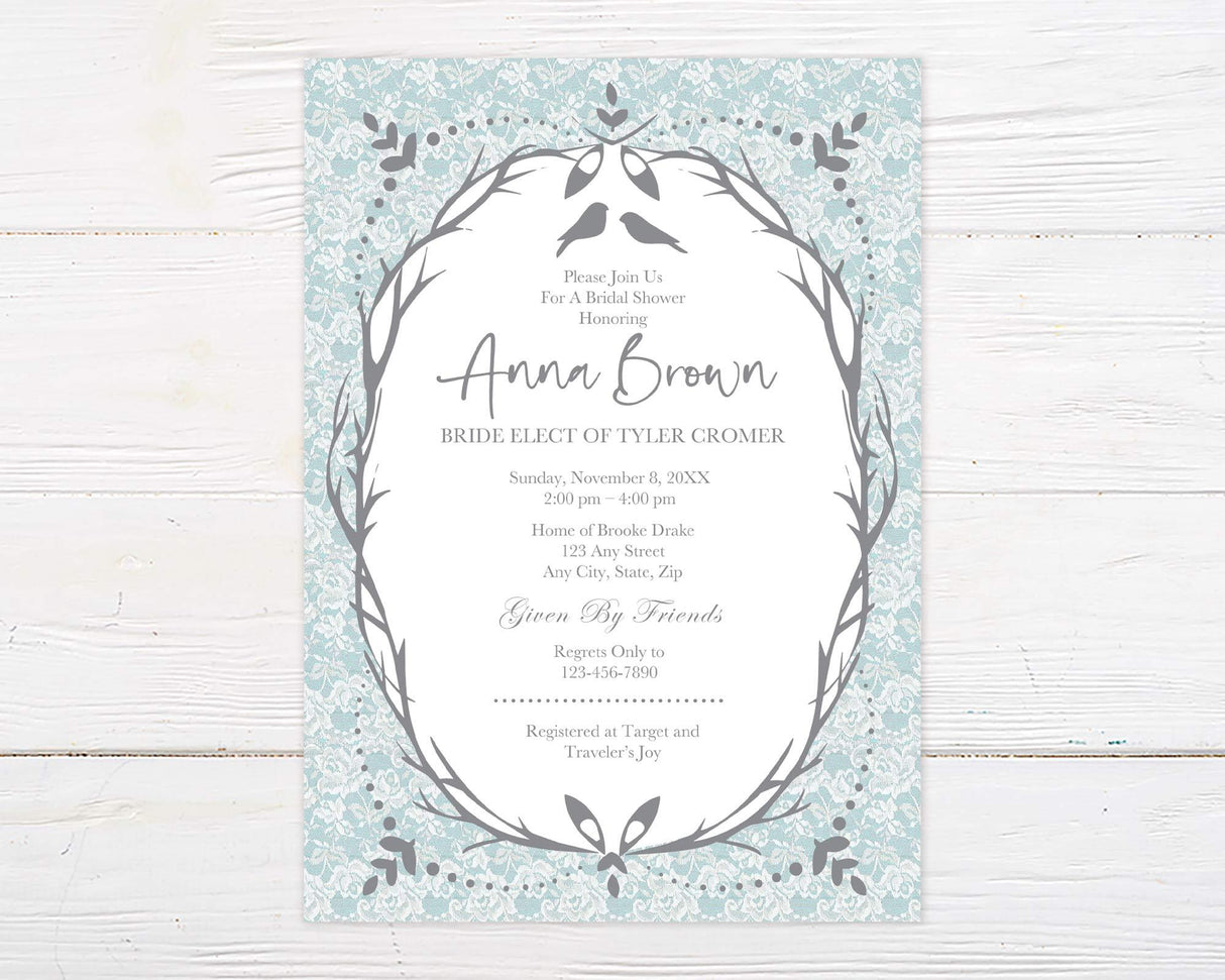 Vintage Birds Shower Invitation - goprintplus