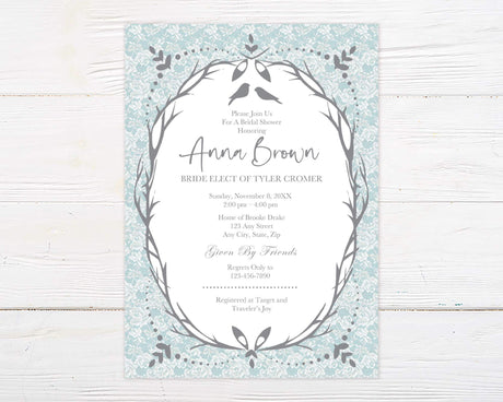 Vintage Birds Shower Invitation - goprintplus