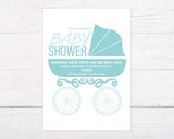 Vintage Blue Stroller Invitation - goprintplus