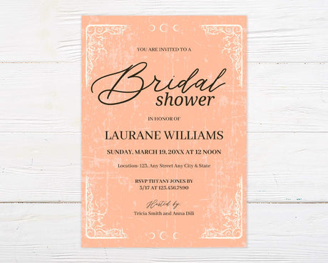 Vintage Peach Invitation - goprintplus