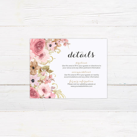 Vintage Pink Floral Invitations - goprintplus