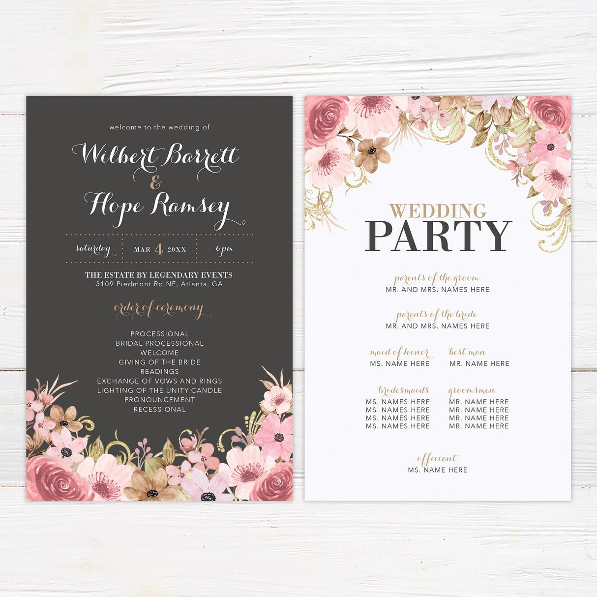 Vintage Pink Floral Invitations - goprintplus