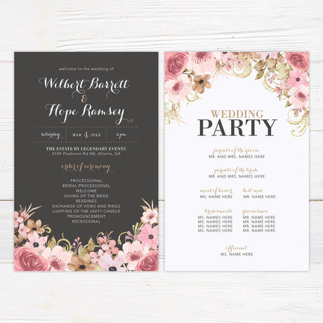 Vintage Pink Floral Invitations - goprintplus