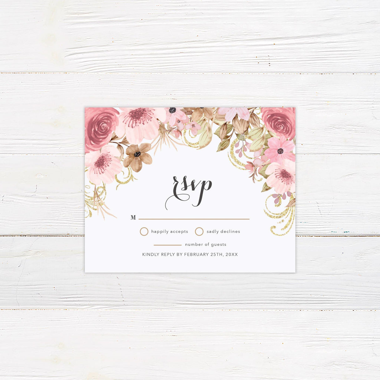 Vintage Pink Floral Invitations - goprintplus