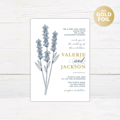 Vintage Sprig Foil Invitation - goprintplus