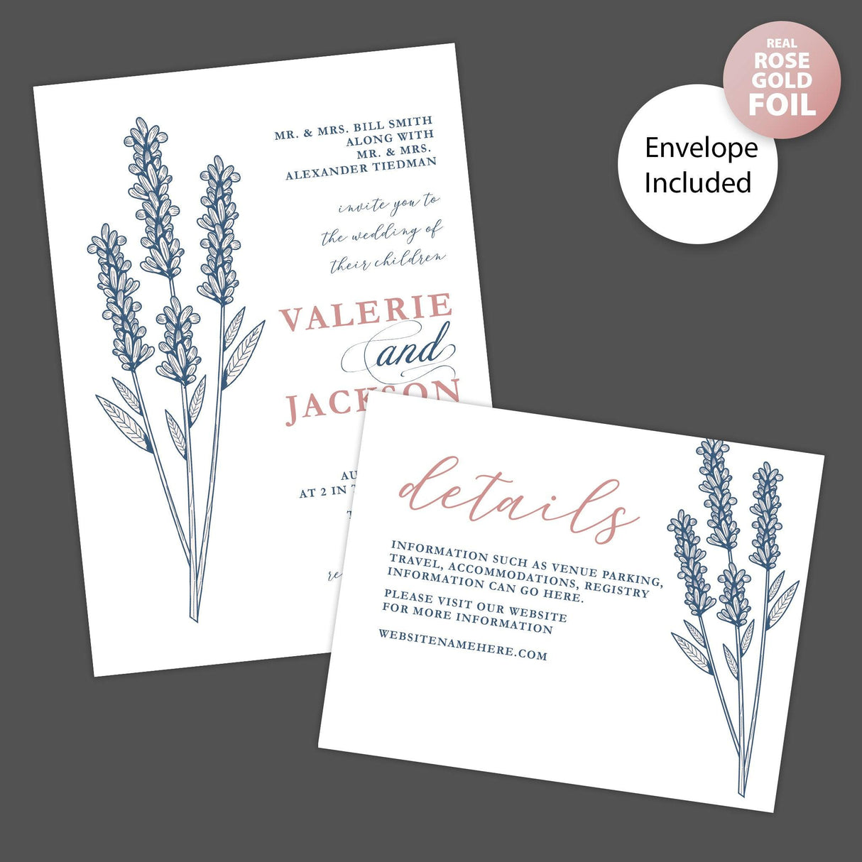 Vintage Sprig Foil Invitation - goprintplus