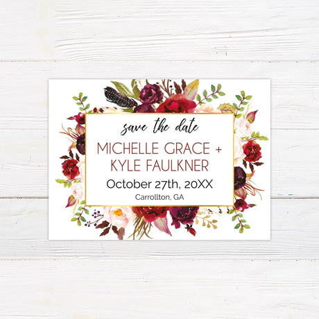 Warm Red Bouquet Save The Date - goprintplus
