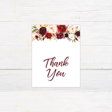 Warm Red Bouquet Thank You Card - goprintplus