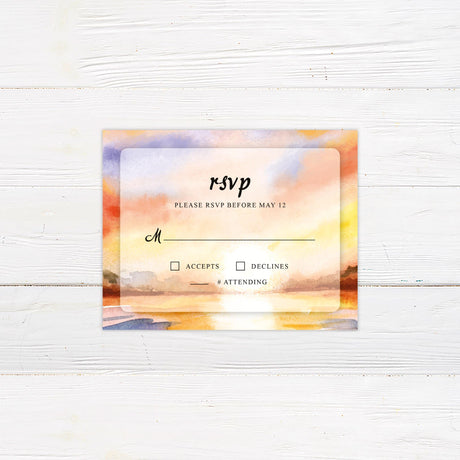 Watercolor Lake Sunset Invitations - goprintplus