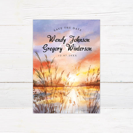 Watercolor Lake Sunset Invitations - goprintplus