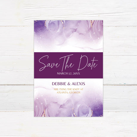 Watercolor Purple Abstract Invitations - goprintplus