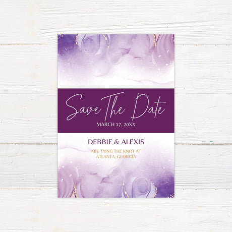 Watercolor Purple Abstract Save The Date - goprintplus