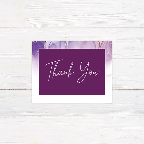Watercolor Purple Abstract Thank You Card - goprintplus