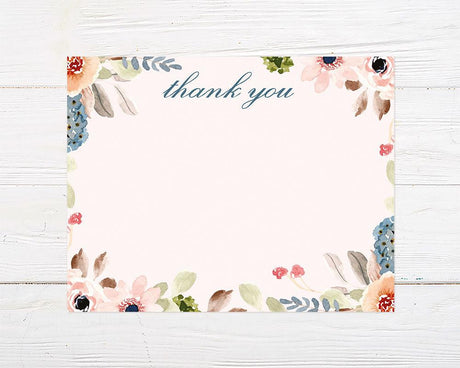 Watercolor Bouquet Thank You Card - goprintplus