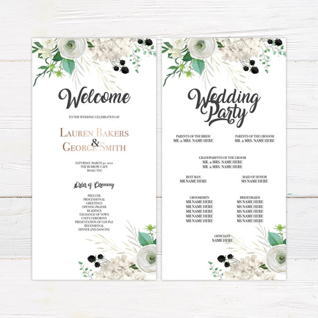 White Floral Cascade Invitations - goprintplus