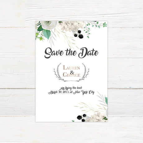 White Floral Cascade Invitations - goprintplus