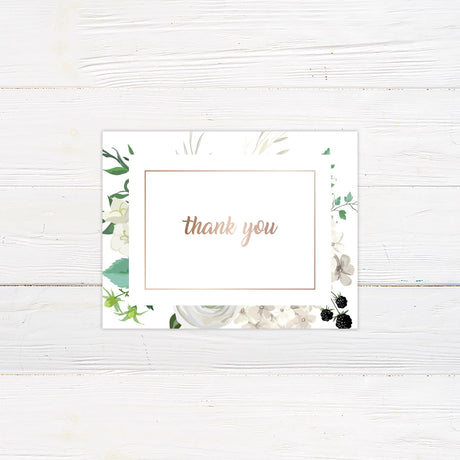 White Floral Cascade Thank You Card - goprintplus