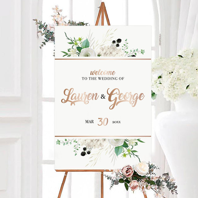 White Floral Cascade Sign - goprintplus