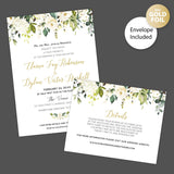 White Roses Foil Invitation - goprintplus