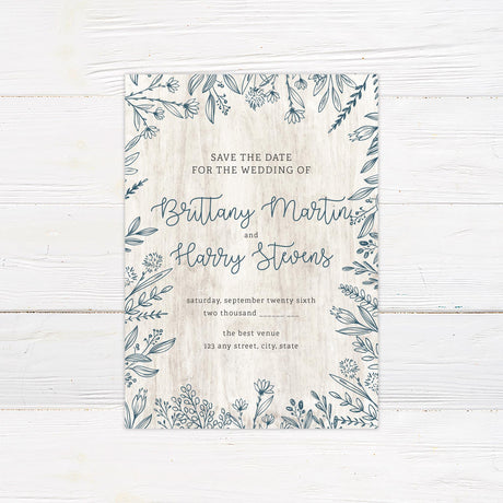 White Wood Botanical Invitations - goprintplus