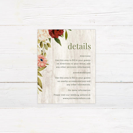 White Wood Floral Details Cards - goprintplus