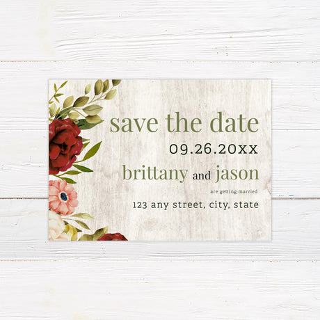 White Wood Floral Save The Date - goprintplus