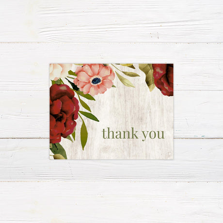 White Wood Floral Thank You Card - goprintplus