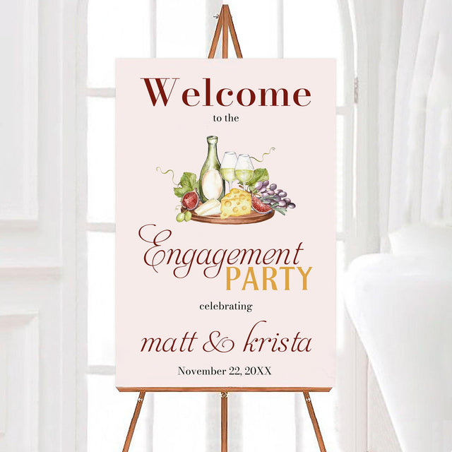 Wine and Cheese Engagement Sign - goprintplus