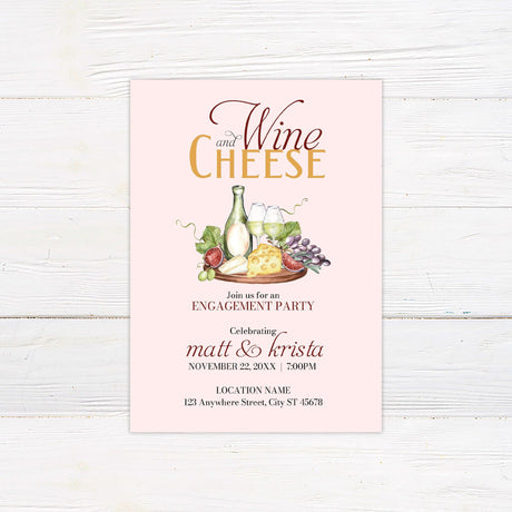 Wine and Cheese Engagement Invitation - goprintplus