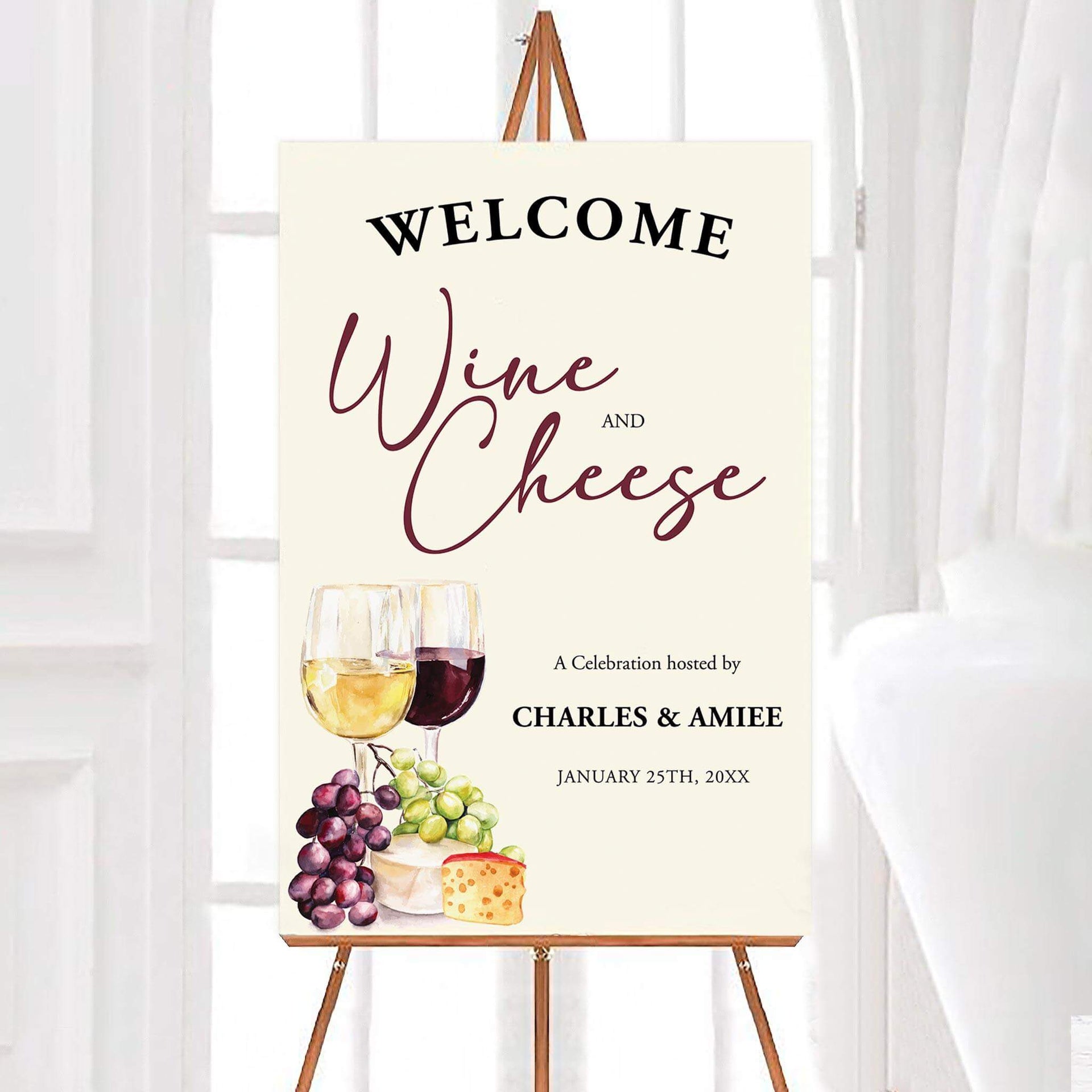 Wine and Cheese Party Sign