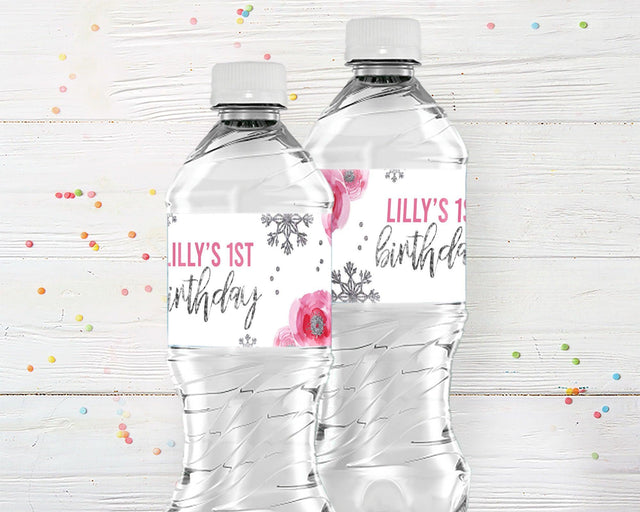 Winter Onederland Water Bottle Labels - goprintplus