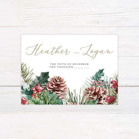Winter Pine Cones Save The Date - goprintplus