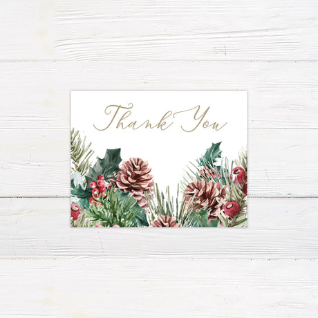 Winter Pine Cones Thank You Card - goprintplus