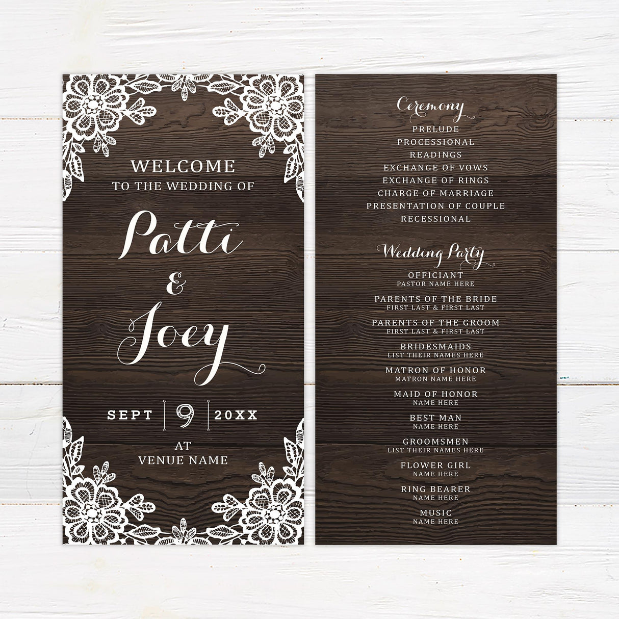 Wood and Lace Invitations - goprintplus