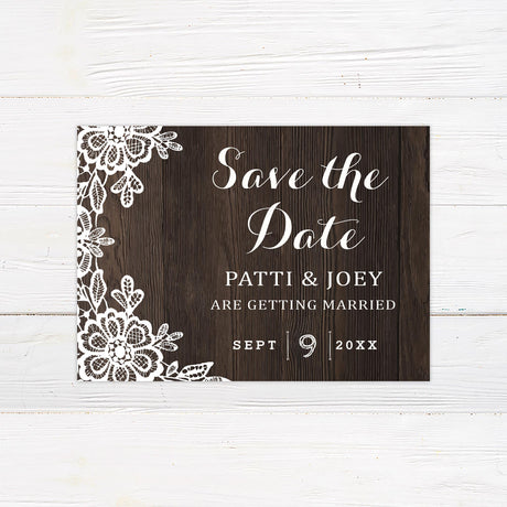 Wood and Lace Save The Date - goprintplus