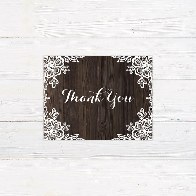 Wood and Lace Thank You Card - goprintplus