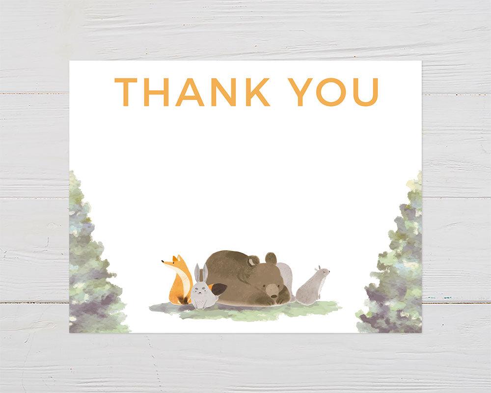 Woodland Animals Thank You Card - goprintplus