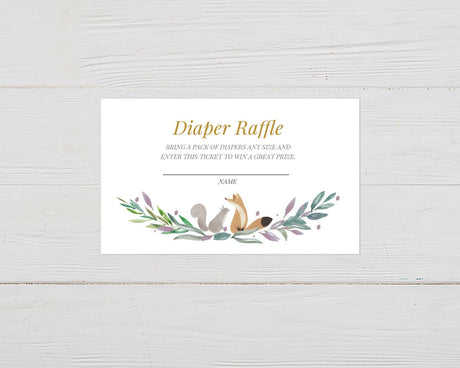 Woodland Watercolor Animals Diaper Raffle - goprintplus