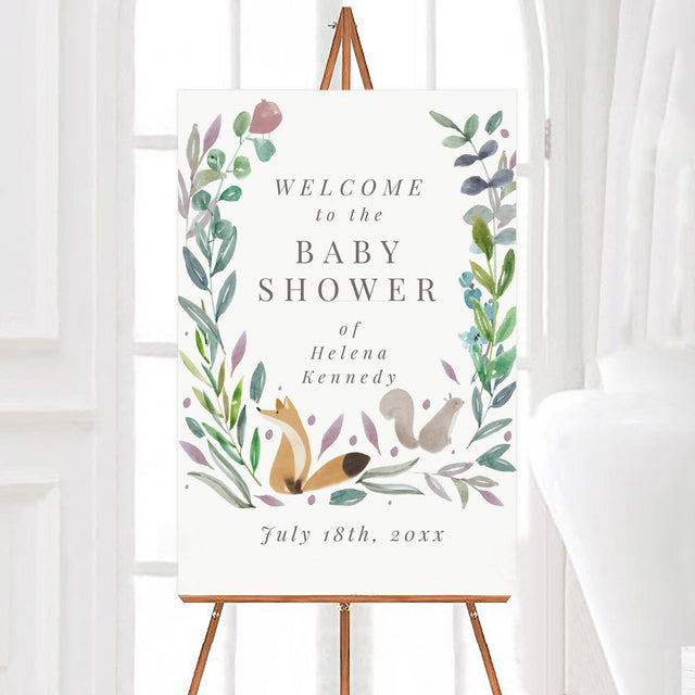 Woodland Watercolor Animals Sign - goprintplus