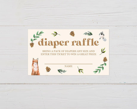 Woodland Wildlife Diaper Raffle Ticket - goprintplus