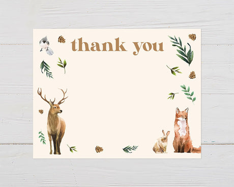 Woodland Wildlife Thank You Card - goprintplus